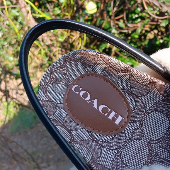 COACH TALLY LADIES SHEARLING PADDED SLINGBACK SANDALS IN SIGNATURE JACQUARD - Picture 10 of 16